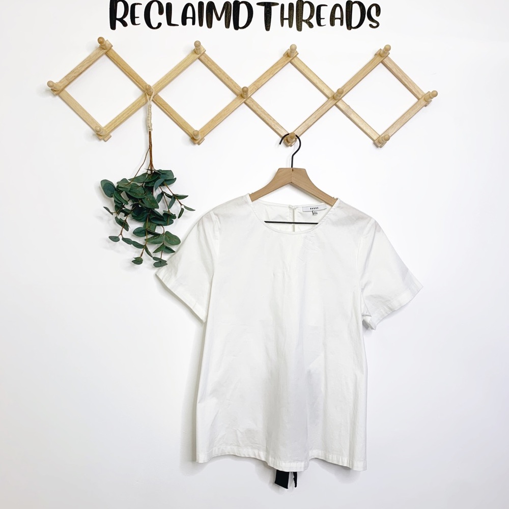 Ro & De white open tie back top